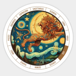 ZODIAC Leo - Astrological LEO - LEO - ZODIAC sign - Van Gogh style - 13 Sticker